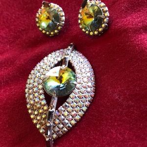 French brooch and clip on earrings